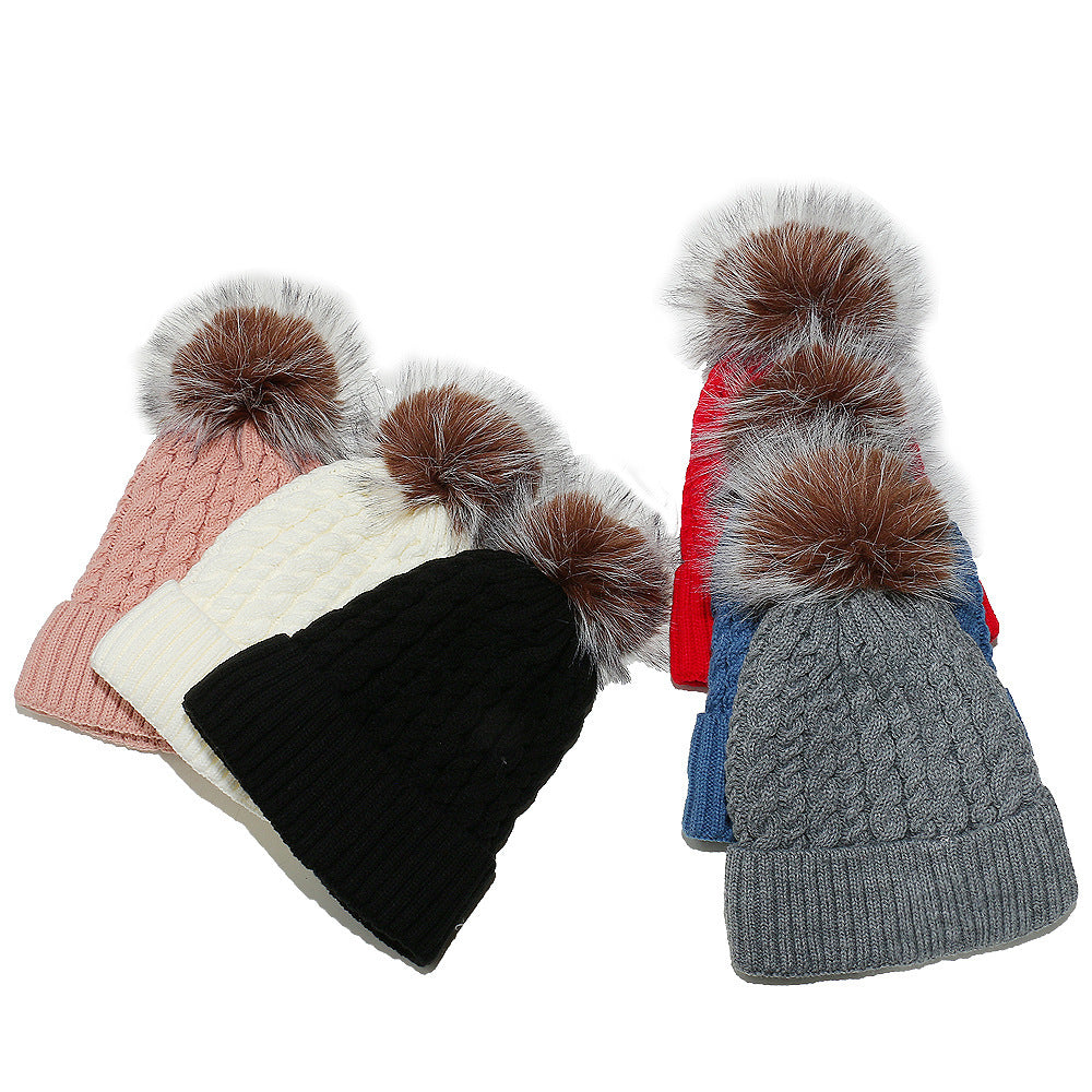 All-match Fleece Lined Padded Warm Keeping Solid Color Woolen Hat