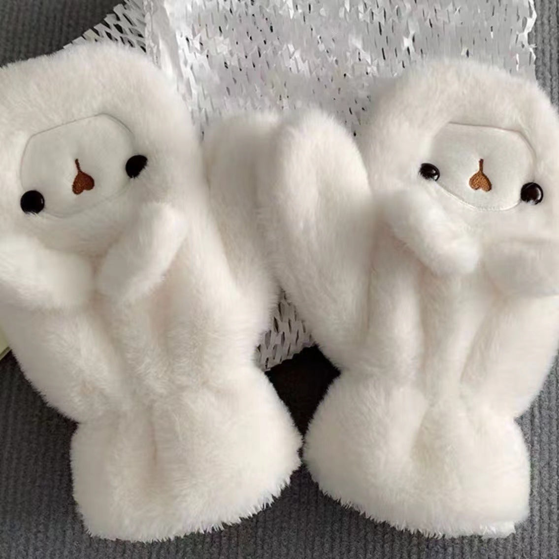 Plush Bear Hat Gloves For Women Autumn And Winter