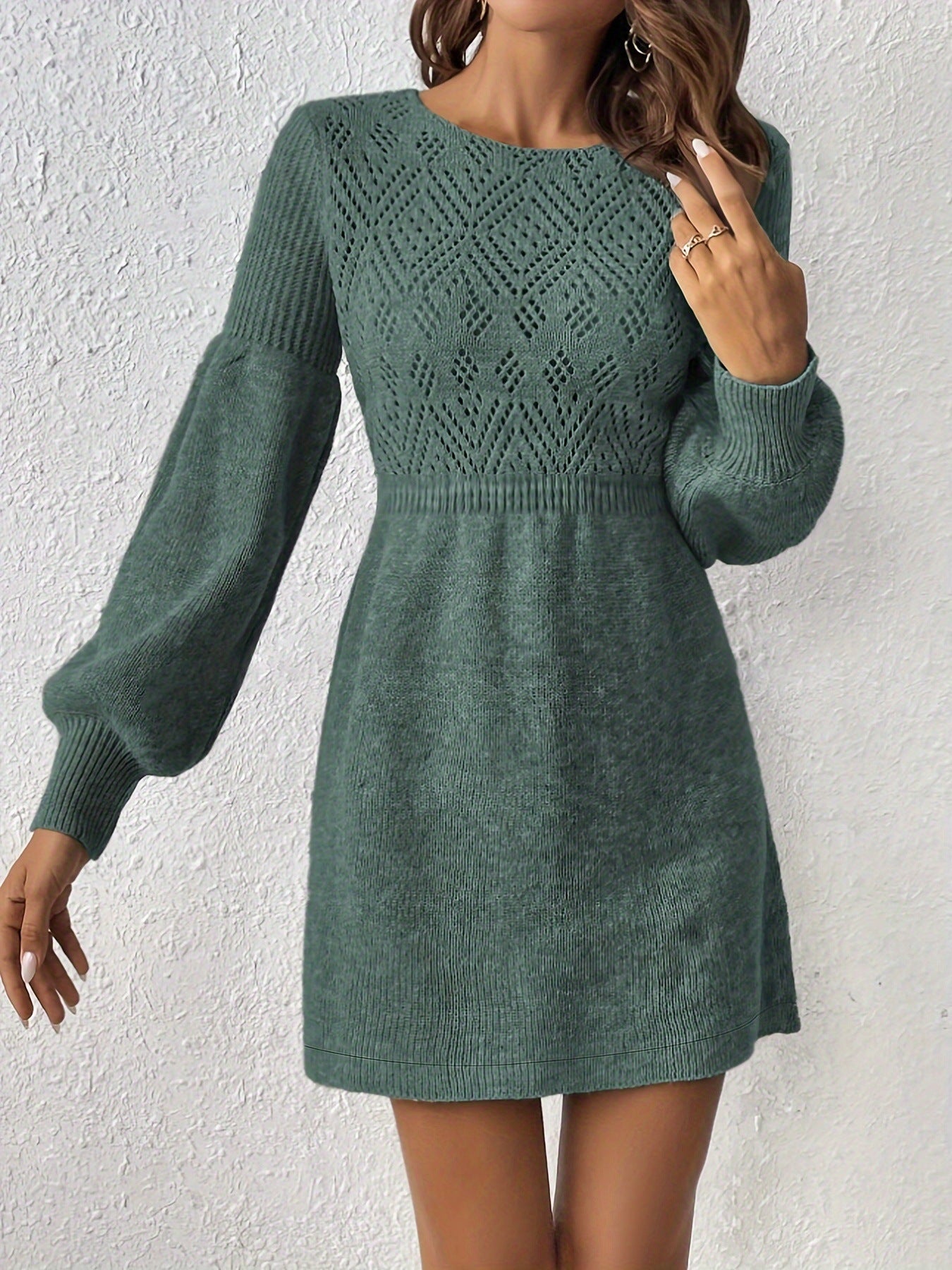 Women's Solid Color Skinny Knit Sweater Long Sleeve Dress