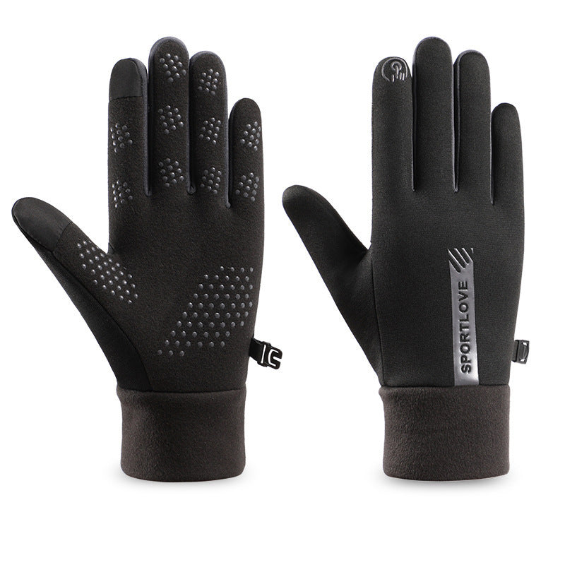 Winter Windproof And Cold Resistant Velvet Warm Touch Screen Anti Slip Gloves