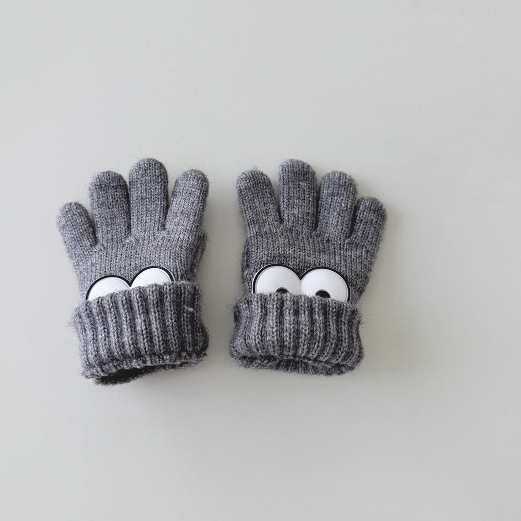 Warm Wool Knitted Five-finger Baby Gloves