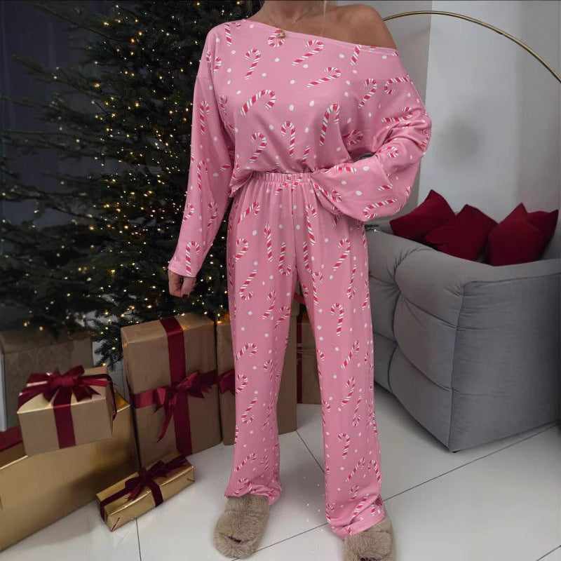 Home Wear Fashion Long Sleeve Trousers Pajamas Suit