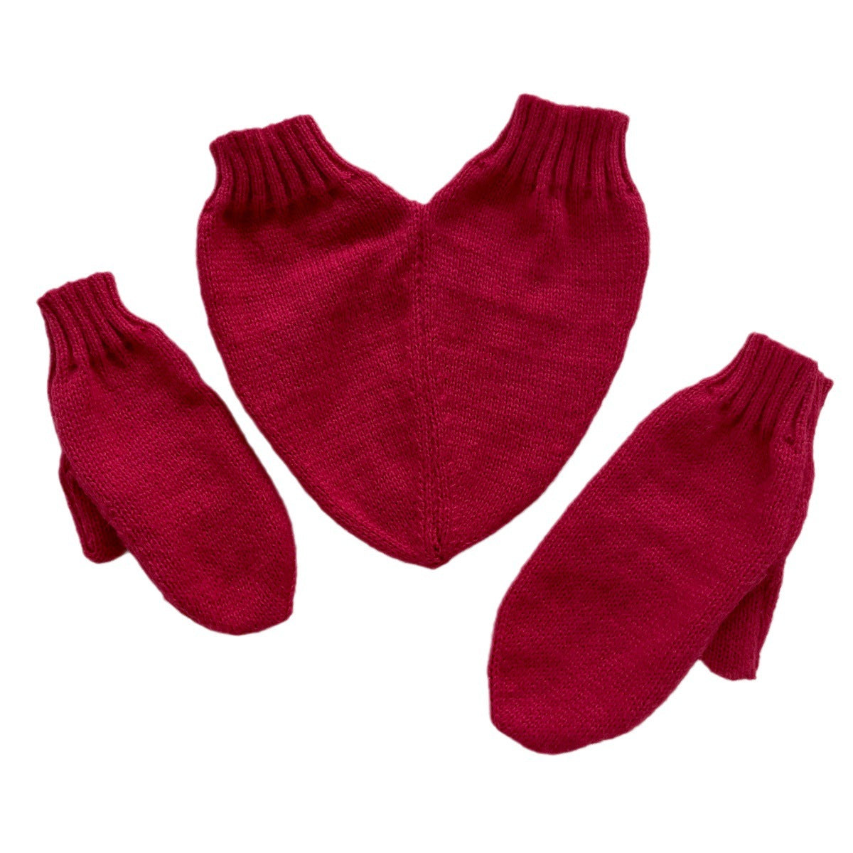 Love Warm Decoration Solid Color Knitted Yarn Gloves