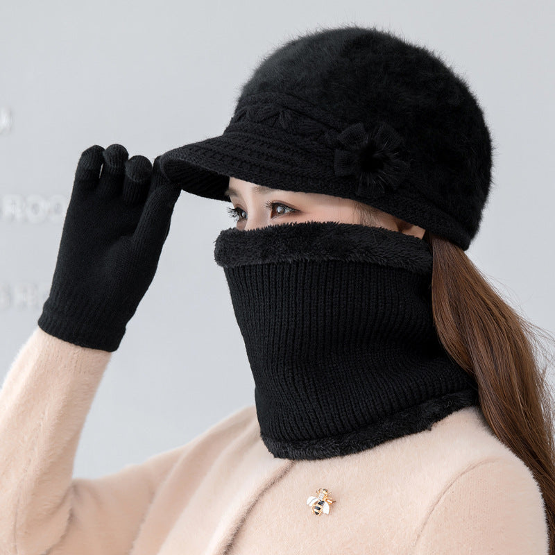 Suit Women's Winter Thickening Warm Hat Knitted Wool